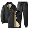Novo conjunto masculino de três peças quentes para outono e inverno, atacado transfronteiriço: jaqueta colete de lã de cordeiro com gola alta, transfronteiriço ultrassônico