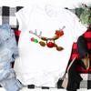 Playera de Manga Corta para Mujer 2025 Estampado de Moda Navideña Estación Independiente Transfronteriza Aliexpress Talla Europea Camiseta Básica para Mujer