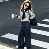 Conjunto de Ropa de Otoño para Niñas 2026 Nueva Moda Ropa Infantil Niños Mayores Conjunto de Dos Piezas Sudadera Rayada y Jeans