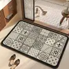 Alfombra de Piso para Baño Tejida de Lino Estilo Retro Americano, Alfombra Absorbente de Agua para Baño, Secado Rápido, Antideslizante, Alfombra Resistente a Manchas para Puerta de Entrada