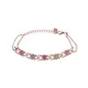 Yilu Color Plata Turmalina Plata de Ley S925 Chapado en Oro Rosa Lazo Lujo Ligero Moda Pulsera Redonda de Plata Joyería de Plata