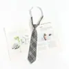 Corbata Gris para Mujer Estilo Japonés Rayas Cuadros Estilo Preppy Decoración de Corbata jk Retro Cremallera Estilo Camisa para Hombre No Necesita Atar