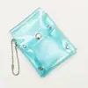 Porta credencial transparente con brillos para niñas, organizador de maquillaje y labiales, monedero, bolsa para monedas, pulsera de estudiante, porta tarjetas