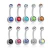 Moda Japonesa y Coreana Pendientes Doble Diamante Acero de Titanio para Hombres y Mujeres Clavos de Ombligo Venta al por Mayor Aliexpress Joyería de Piercing Simple Anillos de Ombligo