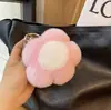 Lindo conejo rex real de pelo, pequeño colgante de flor para llavero de coche, bola de felpa, colgante para mochila, regalo, fabricante, venta al por mayor