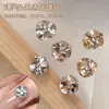 Arte de uñas acabado sin base con pedrería clásica de bola redonda para decoración de la punta de los dedos, accesorios de uñas de cristal color champán de alta transparencia