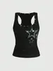 Top de Tirantes con Estrella de Pedrería para Mujer, Estilo Y2K Americano Negro Ajustado sin Mangas, Ropa para Mujer al por Mayor Transfronteriza