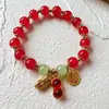 Pulsera para Mujer Good Things Cacahuete Pulsera para Mujer Ágata Imitación Pulsera Hecha a Mano con Cuentas Pulsera Elástica Estilo Chino Nuevo Pulsera