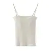 Camisole com Bojo de Seda Sem Costura Integrado, Modelagem Justa, Versátil, Listras Verticais Femininas/Tb8935