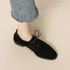 Primer Encuentro Temporada Mocasines Estilo Británico Zapatos Pequeños de Cuero Retro Correas Cruzadas Mate Zapatos de Cordones de Tacón Bajo para Mujer