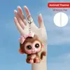 Chaveiro Transfronteiriço Novo Modelo Material Acrílico Laço Rosa Plano 2D Macaco Bebê com Fecho Lagosta