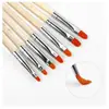 Paquete de 7 Polvo de Brillo Barra Uñas Arte Pintado Cabeza Plana Redonda Fototerapia Manicura Pluma Herramienta de Manicura