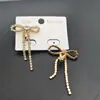 Pinzas para Oreja de Lazo Completamente Diamantadas de Gama Alta sin Perforación para Mujer, Pendientes de Clip con Borla Súper Brillantes de Lujo Ligero a la Moda, Venta Caliente Transfronteriza