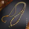 Corrente de Amuleto Buda Tailandês Pagode Amarelo Cristal Fivela Universal Contas de Cristal Thangka Cordão Colar Versátil Diâmetro de 6mm