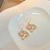 Novo estilo chinês leve luxo high-end estilo nacional pequeno fresco elegante brincos estilo mori lindo leque de flor de cerejeira gancho de orelha oco