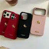 Capa Dourada Tridimensional de Couro Sintético para iPhone 17 Adequada para Capa de Celular Apple 16/14/15 Pro Max 13