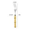 Punho de bambu faca de aço inoxidável e colher de garfo dourado cross-border 430 louça de aço inoxidável Faca de bife estilo ocidental e colher de garfo conjunto de quatro peças