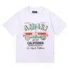 Camiseta de Manga Corta Amiri Peso Pesado Verano Holgada para Hombre y Mujer High Street Lujo Accesible Marca Americana de Moda Vtg Pareja Manga Media