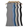 Vestido ajustado sin mangas de cuello redondo plano Skims Estilo Chica Picante Europea y Americana Vestido Base para Cadera Adelgazante Vestido Largo