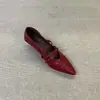 2026 Novos Sapatos Mary Jane Versáteis para o Dia a Dia com Fivela Única Salto Médio Bico Fino Retrô Francês Salto Grosso Sapatilhas Baixas para Mulheres
