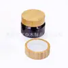 Botella de Vidrio 10G-100G con Tapa de Bambú, Material de Empaque para Cuidado de la Piel de Madera, Tarro para Crema con Tapa de Rosca de Madera Maciza, Tapa con Veta de Madera, Tapa de Bambú