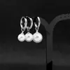 Pendientes de Acero Inoxidable Lele Jewelry Simples y de Lujo de Gama Alta con Engastes de Perla para Mujer