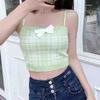 Camisola Pequeña a Cuadros con Lazo de Princesa para Mujer Verano 2023 Nuevo Dulce Deseo Puro Top Básico