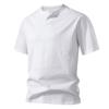 2025 Verano Nuevo Camiseta de Manga Corta con Cuello Redondo Abierto para Hombre Talla Grande Transfronteriza Europea y Americana Color Sólido Casual Holgada
