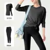 Cubierta de Yoga Suelta Estilo Nuevo para Mujer, Diseño de Verano, Transpirable, Adelgazante, Fitness, Secado Rápido, Ropa de Yoga, Conjunto de Manga Larga