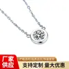 Colgante de Burbuja de Moissanita Collar Sencillo Redondo de Diamante Joyería de Plata para Mujer Cadena de Clavícula de Platino Dorado Diamante Único Listo para la Venta