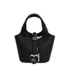 Bolso Cubo con Diseño Exclusivo, Bolso de Mano Estilo Cesta para Mujer, Bolso Cruzado Elegante y de Moda para el Día a Día, Bolso de Mano con Textura de Patrón Lichi