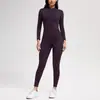 Macacão de Yoga com Zíper Transfronteiriço para Uso Externo, Forrado com Fleece, para Esportes de Alta Intensidade, Ajustado ao Corpo, Quente