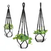 Maceta Colgante Transfronteriza Cesta Colgante Bolsa de Red para Jardinería Cesta Colgante de Cuerda de Algodón Tejida a Mano Bolsa de Red Colgante para Plantas Verdes Sin Borlas