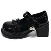 Sapatos Pequenos de Couro Pretos Estilo Britânico Retrô com Salto Alto Grosso Femininos 2026 Novo Verão Com Saias Sapatos Mary Jane de Alta Qualidade