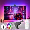 Fita de LED com luz ambiente de cor sincronizada para iluminação de fundo de TV, seletor de cores com aplicativo e sensor de câmera