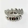Venda Quente Europeia Cruz Quatro Diamantes Hiphop Hip Hop Cobertura Decorativa para Dente Banhada a Ouro com Diamantes Grills de Dente de Ouro