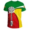Camisetas Casuales de Manga Corta Nuevas Transfronterizas para Hombres y Mujeres con Estampado 3D de León Tribal Retro Africano Etíope