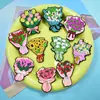 Planta con Flor Grande Accesorios Planos para Joyería Bolsas Accesorios para el Cabello Hechos a Mano Accesorios DIY Parche de Pegamento Suave de PVC Rosa