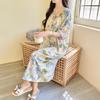 Camisola de Seda de Algodão para Mulheres, Novo Vestido de Verão Estilo Chinês, Vestido de Seda de Algodão Que Pode Ser Usado Fora, Roupa de Casa de Alto Padrão Extra Longa para Primavera e Outono
