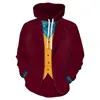 Comércio exterior novo filme de animação produtos relacionados palhaço impressão digital 3D moletom com capuz zíper pullover