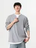 Sudadera con cuello en V de dos piezas falsas de gofre americano para hombre, nueva tendencia de diseño en capas para Primavera y Otoño 2025