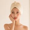 Gorro de baño con absorción de agua para cabello seco, tejido de poliéster con brocado de coral, toalla japonesa para cabello seco, turbante, venta al por mayor, suministro directo de fábrica