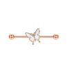 Pendientes de barra industriales transfronterizos simples de 14G con rosca externa, piercing para oreja con forma de mariposa que gotea, piercing doble para oreja, pendientes de varilla recta