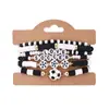 Diseño de Arcilla Suave Hecho a Mano Set de 6 Piezas de Pulseras de Letras con Cuentas de Arcilla Suave de Colores Pulseras de Bolas de Colores
