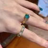 Xiaohongshu Estilo Vintage Old Money Piedra Azul Cadena Sencilla Anillo en Capas Exquisito Moderno Versátil Accesorios Venta al por Mayor