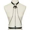 Oye Accesorios Estilo Europeo y Americano Moderno Collar de Bondage de Cuero PU y Cadena para la Cintura Atuendo Sexy para Performance de Street Dance y Nightclub