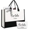 Bestseller transfronterizo de Amazon y AliExpress Bolsa de lona BRIDE Vibes blanco y negro bolsa de maquillaje para novias y bodas