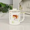 Taza de Café de Conferencia Estilo Chino Ouge de Porcelana Hueso Taza de Té de Oficina con Filtro Separación de Agua y Té Caja de Regalo de Alta Gama