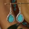 Europeo y Americano Transfronterizo AliExpress Estilo Étnico Simple Floral Gota de Agua Aro Juego de Pendientes Turquesa Accesorios Venta al por Mayor