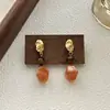 Aretes de Piedra Ojo de Tigre Natural, Aretes Retro Otoño e Invierno, Aretes Estilo Hong Kong, Lujo Accesible, Aretes de Diseño de Nicho de Gama Alta para Mujer